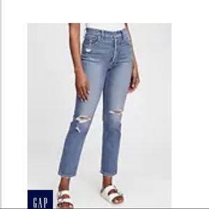 GAP High Rise Cheeky Straight Distressed Jeans